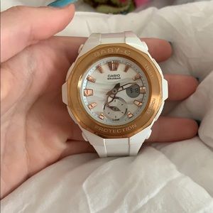 G shock white/gold bronze bezel watch